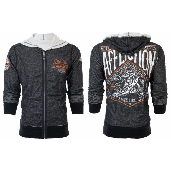 AFFLICTION Men's HOODIE Sweat Shirt ZIP UP Jacket - Picture 2 of 9